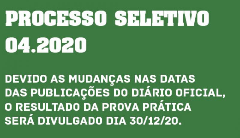 Mudanças nas datas das publicações do processo seletivo 04.2020