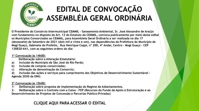 EDITAL DE CONVOCAÇÃO ASSEMBLÉIA GERAL ORDINÁRIA