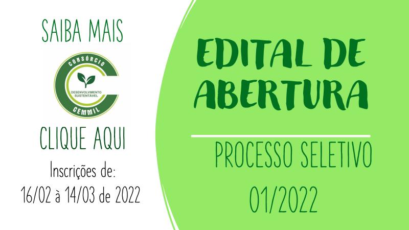 Edital de abertura das inscrições para processo seletivo 01.2022