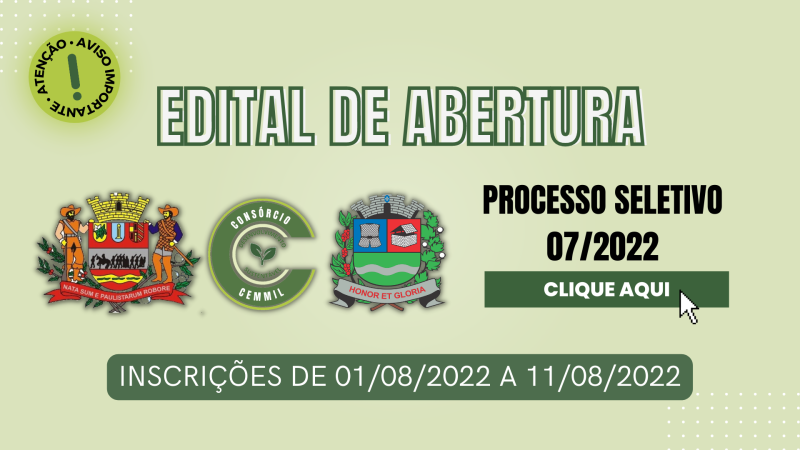 Edital de Abertura de Inscrições - Mogi Guaçu e Mogi Mirim- Processo 07.2022